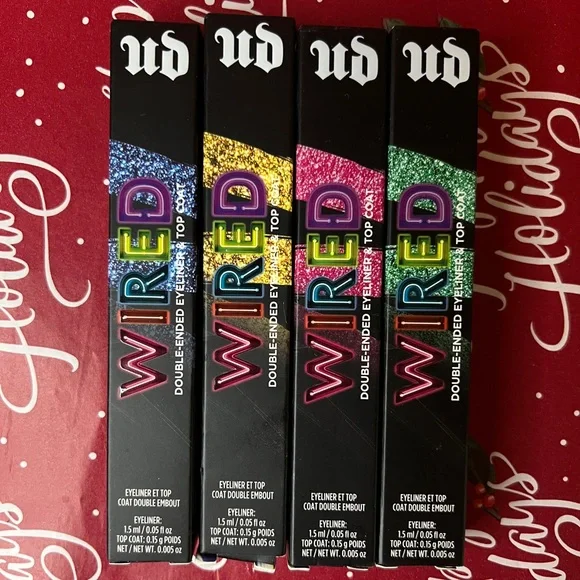 LOT of 4 Urban Decay Double Ended Eyeliner & Top Coat Eyeshadow Wired Collection